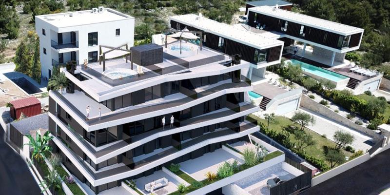 Penthouse with roof terrace in a modern apartment building 